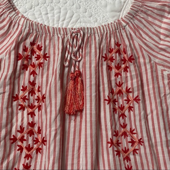 GB girls red & white stripe embroidered dress - Picture 3 of 8